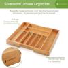 Bamboo Drawer Organizer, 2 Pack - Expandable Silverware Organizer & Utensil Drawer Organizer, Cutlery Tray with Dividers, 7-9 Slots- Premium Kitchen Organizer for Utensils & Flatware (Natural) view 3