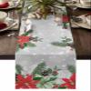 Ldtrchee Christmas Table Runner - Cotton Linen 72 Inches Long, Poinsettia Eucalyptus Leaves Tablerunner Dress Scarves, Winter Snowflake Table Runner for Dining/Coffee/Holiday, Grey Xmas view 1