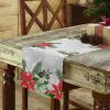 Ldtrchee Christmas Table Runner - Cotton Linen 72 Inches Long, Poinsettia Eucalyptus Leaves Tablerunner Dress Scarves, Winter Snowflake Table Runner for Dining/Coffee/Holiday, Grey Xmas view 3