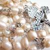 Rosary Beads Chaplet Rosaries Olive shape Natural Pearl Rosery Cross Catholic gifts (Pink) view 3