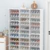 Sneaker Shoe Organizer, 12Tiers x 4 Rows DIY Narrow Stackable Freestanding Shoe Organizer, Transparent Shoe Box for Sneakers, Flats - Free Removalble Partition to Fit High Boots (Height 65.7") view 2