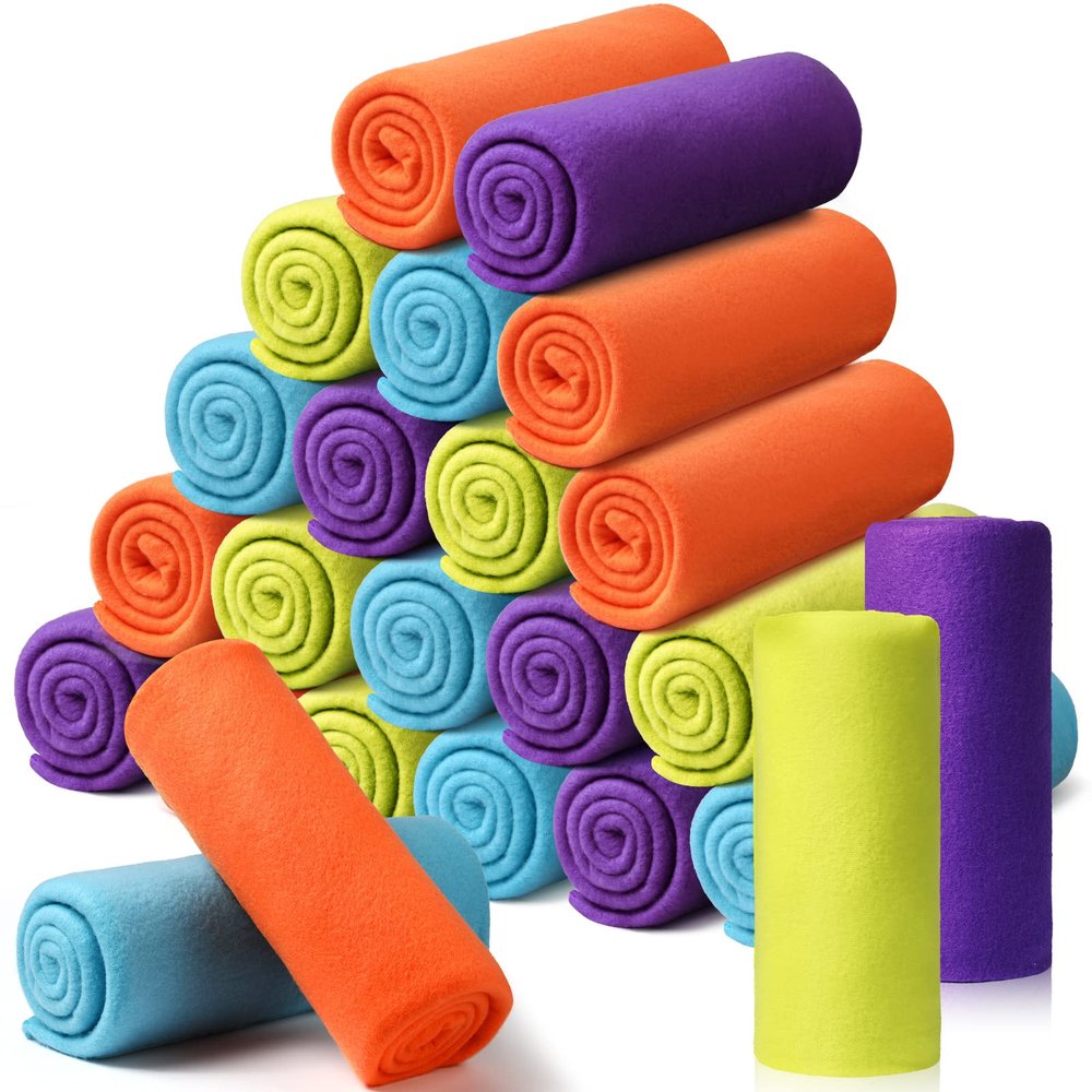 24 Packs Fleece Throw Blanket Soft Warm Lightweight Fleece Blanket Cozy Throw Bulk for Bed Couch Sofa Home Office Wedding Gifts Suitable for Seasons, 50 x 60 Inches(Bright Color)