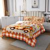 Fall Pumpkin Kids Bedspread Queen Size,Truck Maple Leaves Cabin Coverlet Set,Boys Girls Adults Bedroom Decor,Wooden Plank Grids Quilted Coverlet,Halloween Orange Bedding Quilt,3pcs,2 Pillowcases view 3
