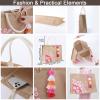 itgowisa Pink Jute Tote Bag for Women, Waterproof Burlap Beach Tote with Pocket & Tassel, Lightweight Reusable Shopping Market Bag, Cute Summer Gift for Her view 2