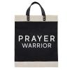 Creative Brands Faithworks - Inspirational Large Burlap Market Tote with Waterproof Lining, 13 x 18-Inch, Prayer Warrior view 1