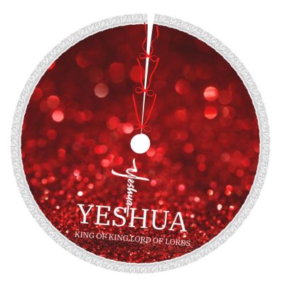 Christmas Tree Skirt with Tassel Yeshua Jesus Christian Xmas Halloween New Year Party Decor Tree Skirt 48"
