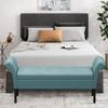 annjoe Storage Ottoman Bench Bedroom Bench Bed Entryway Hallway Chest, Footrest, Padded Seat Blue Green view 4