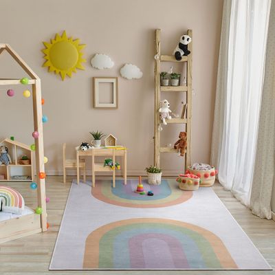 Well Woven Kids Collection Rainbow Watercolor Multicolor 5' x 7' Area Rug