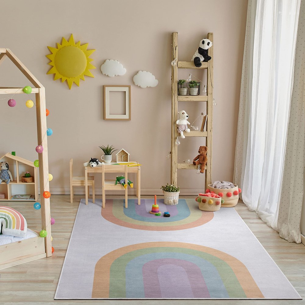 Well Woven Kids Collection Rainbow Watercolor Multicolor 5' x 7' Area Rug