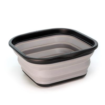 SAMMART 5.5L (1.4 Gallons) Collapsible Tub - Foldable Dish Tub - Portable Washing Basin - Space Saving Plastic Washtub (Black/Alloy Grey)
