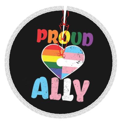 Christmas Tree Skirt with Tassel Pride Month LGBTQ Gay Pride Ally Xmas Halloween New Year Party Decor Tree Skirt 36"