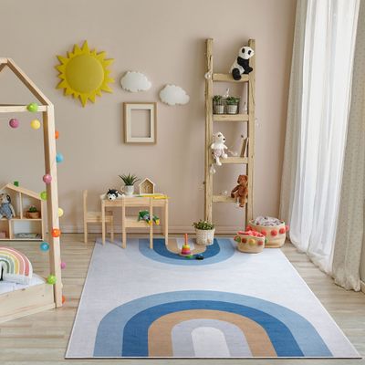 Well Woven Kids Collection Twilight Rainbow Blue 3'3" x 5' Area Rug