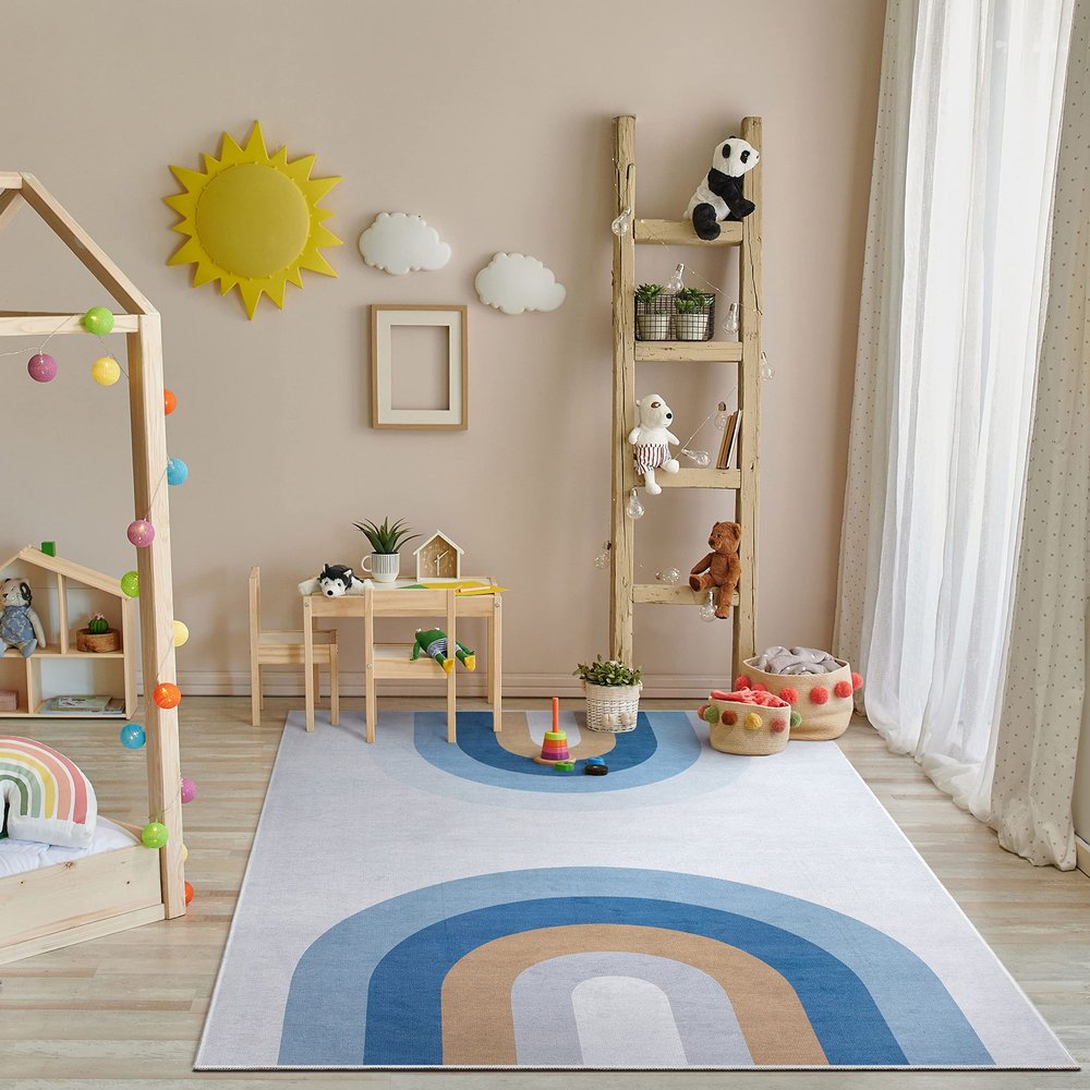 Well Woven Kids Collection Twilight Rainbow Blue 3'3" x 5' Area Rug
