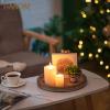 Hanobe Round Wooden Tray Decor: Decorative Candle Plate Holder Tray for Coffee Table - Rustic Farmhouse Table Centerpiece for Home Living Room Kitchen Counter(Brown) view 2