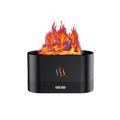 Upgraded 7 Color Flame Fireplace Air Aroma Essential Oil Diffuser,USB Personal Desktop Noiseless Cool Mist Humidifier with Auto-Off Protection for Home,Office, Gift (Black)