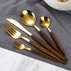 60 Piece Wooden Flatware Set for 12 With Wood Handle Stainless Steel Silverware Sets Kitchen Wedding Restaurant Cutlery Utensil Forks Spoons Knifes Set Exquisite and Light Luxury Tableware view 2
