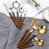 60 Piece Wooden Flatware Set for 12 With Wood Handle Stainless Steel Silverware Sets Kitchen Wedding Restaurant Cutlery Utensil Forks Spoons Knifes Set Exquisite and Light Luxury Tableware view 3