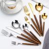 60 Piece Wooden Flatware Set for 12 With Wood Handle Stainless Steel Silverware Sets Kitchen Wedding Restaurant Cutlery Utensil Forks Spoons Knifes Set Exquisite and Light Luxury Tableware view 4