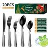 30 Piece Black Flatware Set for 6 Durable Stainless Steel Floral Silverware Sets With Check Pattern Kitchen Wedding Restaurant Cutlery Utensil Mirror Polished Forks Spoons Knifes Tableware Set view 2