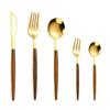 40 Piece Wooden Gold Flatware Set for 8 With Wood Handle Stainless Steel Silverware Sets Kitchen Wedding Restaurant Cutlery Utensil Forks Spoons Knifes Set Exquisite and Light Luxury Tableware view 1