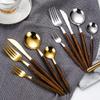 40 Piece Wooden Gold Flatware Set for 8 With Wood Handle Stainless Steel Silverware Sets Kitchen Wedding Restaurant Cutlery Utensil Forks Spoons Knifes Set Exquisite and Light Luxury Tableware view 2
