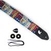 American Flag Guitar Strap, USA, Genuine Leather Ends, Includes 2 Strap Locks & 1 Pick. Adjustable Strap, For Bass, Electric & Acoustic Guitars Gift for Guitar Players Men, Women & Kids view 1
