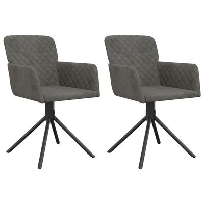 vidaXL Dining Chair 2 Pcs, Modern Accent Upholstered Chair, Leisure Side Chair with Metal Legs for Kitchen Living Room, Modern Style, Dark Gray Velvet