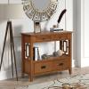 36'' Farmhouse Pine Wood Console Table Entry Sofa Table with 4 Drawers & 1 Storage Shelf, Classic Accent Table for Entryway Living Room Bedroom Hallway Kitchen, Easy Assembly (Brown) view 1
