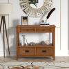 36'' Farmhouse Pine Wood Console Table Entry Sofa Table with 4 Drawers & 1 Storage Shelf, Classic Accent Table for Entryway Living Room Bedroom Hallway Kitchen, Easy Assembly (Brown) view 3