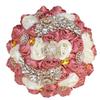 8.3" Handmade Satin Rose Bridal Bouquet Toss Round Wedding Bouquet Throw Toss Artificial Flower Bunch Shimmering Blush Pink + Ivory view 1