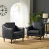 HULALA HOME Faux Leather Accent Armchairs Set of 2 with Back & Seat Cushions, Traditional Club Chairs with Nailhead Trim, Comfy Upholstered Sofa Chairs for Living Room Bedroom, Black view 1