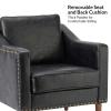HULALA HOME Faux Leather Accent Armchairs Set of 2 with Back & Seat Cushions, Traditional Club Chairs with Nailhead Trim, Comfy Upholstered Sofa Chairs for Living Room Bedroom, Black view 3