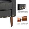 HULALA HOME Faux Leather Accent Armchairs Set of 2 with Back & Seat Cushions, Traditional Club Chairs with Nailhead Trim, Comfy Upholstered Sofa Chairs for Living Room Bedroom, Black view 4