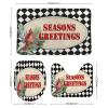 3 Pieces Christmas Season's Greetings Red Bird Black and White Check Bathroom Rug Set Soft Foam Non Slip Bath Mats Sets Toilet Contour Mat Lid Cover for Bathtub Shower and Bathroom Decor 20"x32" view 2