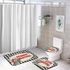 3 Pieces Christmas Season's Greetings Red Bird Black and White Check Bathroom Rug Set Soft Foam Non Slip Bath Mats Sets Toilet Contour Mat Lid Cover for Bathtub Shower and Bathroom Decor 20"x32" view 4