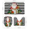 3 Pieces Christmas Santa with Gift Ho Ho Black and White Stripe Pattern Bathroom Rug Set Soft Foam Non Slip Bath Mats Sets Toilet Contour Mat Lid Cover for Bathtub Shower and Bathroom Decor 20"x32" view 2