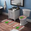 3 Pieces Happy Christmas Holiday Santa Claus Rustic Wood Background Red Bathroom Rug Set Soft Foam Non Slip Bath Mats Sets Toilet Contour Mat Lid Cover for Bathtub Shower and Bathroom Decor 20"x32" view 3