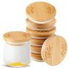 18 Pcs Yogurt Jar Lids Set Compatible with Oui Yogurt Jars Bamboo Wooden Lids Round Reusable Canning Covers with Silicone Sealing Rings for Kitchen Food Storage (Jar Not Included) view 1