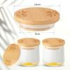18 Pcs Yogurt Jar Lids Set Compatible with Oui Yogurt Jars Bamboo Wooden Lids Round Reusable Canning Covers with Silicone Sealing Rings for Kitchen Food Storage (Jar Not Included) view 2
