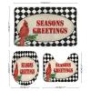 3 Pieces Christmas Season's Greetings Red Bird Black and White Check Bathroom Rug Set Soft Foam Non Slip Bath Mats Sets Toilet Contour Mat Lid Cover for Bathtub Shower and Bathroom Decor 20"x30" view 2