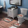 3 Pieces Christmas Season's Greetings Red Bird Black and White Check Bathroom Rug Set Soft Foam Non Slip Bath Mats Sets Toilet Contour Mat Lid Cover for Bathtub Shower and Bathroom Decor 20"x30" view 3