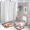 3 Pieces Christmas Season's Greetings Red Bird Black and White Check Bathroom Rug Set Soft Foam Non Slip Bath Mats Sets Toilet Contour Mat Lid Cover for Bathtub Shower and Bathroom Decor 20"x30" view 4