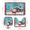 3 Pieces Happy Christmas Santa Claus Holiday Buffalo Plaid Pattern Bathroom Rug Set Soft Foam Non Slip Bath Mats Sets Toilet Contour Mat Lid Cover for Bathtub Shower and Bathroom Decor 20"x32" view 2