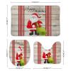 3 Pieces Happy Christmas Holiday Santa Claus Rustic Wood Background Red Bathroom Rug Set Soft Foam Non Slip Bath Mats Sets Toilet Contour Mat Lid Cover for Bathtub Shower and Bathroom Decor 20"x30" view 2