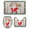3 Pieces Happy Christmas Santa Tartan Plaid Holiday Festive Barn Wood Bathroom Rug Set Soft Foam Non Slip Bath Mats Sets Toilet Contour Mat Lid Cover for Bathtub Shower and Bathroom Decor 20"x30" view 1