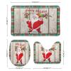 3 Pieces Happy Christmas Santa Tartan Plaid Holiday Festive Barn Wood Bathroom Rug Set Soft Foam Non Slip Bath Mats Sets Toilet Contour Mat Lid Cover for Bathtub Shower and Bathroom Decor 20"x30" view 2