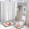3 Pieces Happy Christmas Santa Tartan Plaid Holiday Festive Barn Wood Bathroom Rug Set Soft Foam Non Slip Bath Mats Sets Toilet Contour Mat Lid Cover for Bathtub Shower and Bathroom Decor 20"x30" view 4