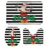 3 Pieces Christmas Santa with Gift Ho Ho Black and White Stripe Pattern Bathroom Rug Set Soft Foam Non Slip Bath Mats Sets Toilet Contour Mat Lid Cover for Bathtub Shower and Bathroom Decor 20"x30" view 1