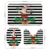 3 Pieces Christmas Santa with Gift Ho Ho Black and White Stripe Pattern Bathroom Rug Set Soft Foam Non Slip Bath Mats Sets Toilet Contour Mat Lid Cover for Bathtub Shower and Bathroom Decor 20"x30" view 2
