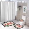 3 Pieces Christmas Season's Greetings Red Bird Black and White Check Bathroom Rug Set Soft Foam Non Slip Bath Mats Sets Toilet Contour Mat Lid Cover for Bathtub Shower and Bathroom Decor 20"x32" view 4